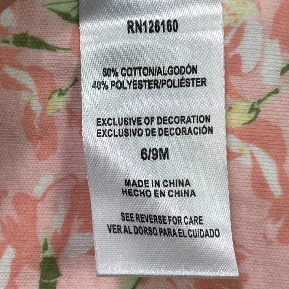 NICOLE MILLER Infant Baby Bib Girl 6 - 9 M Pink & White Floral with Ruffles